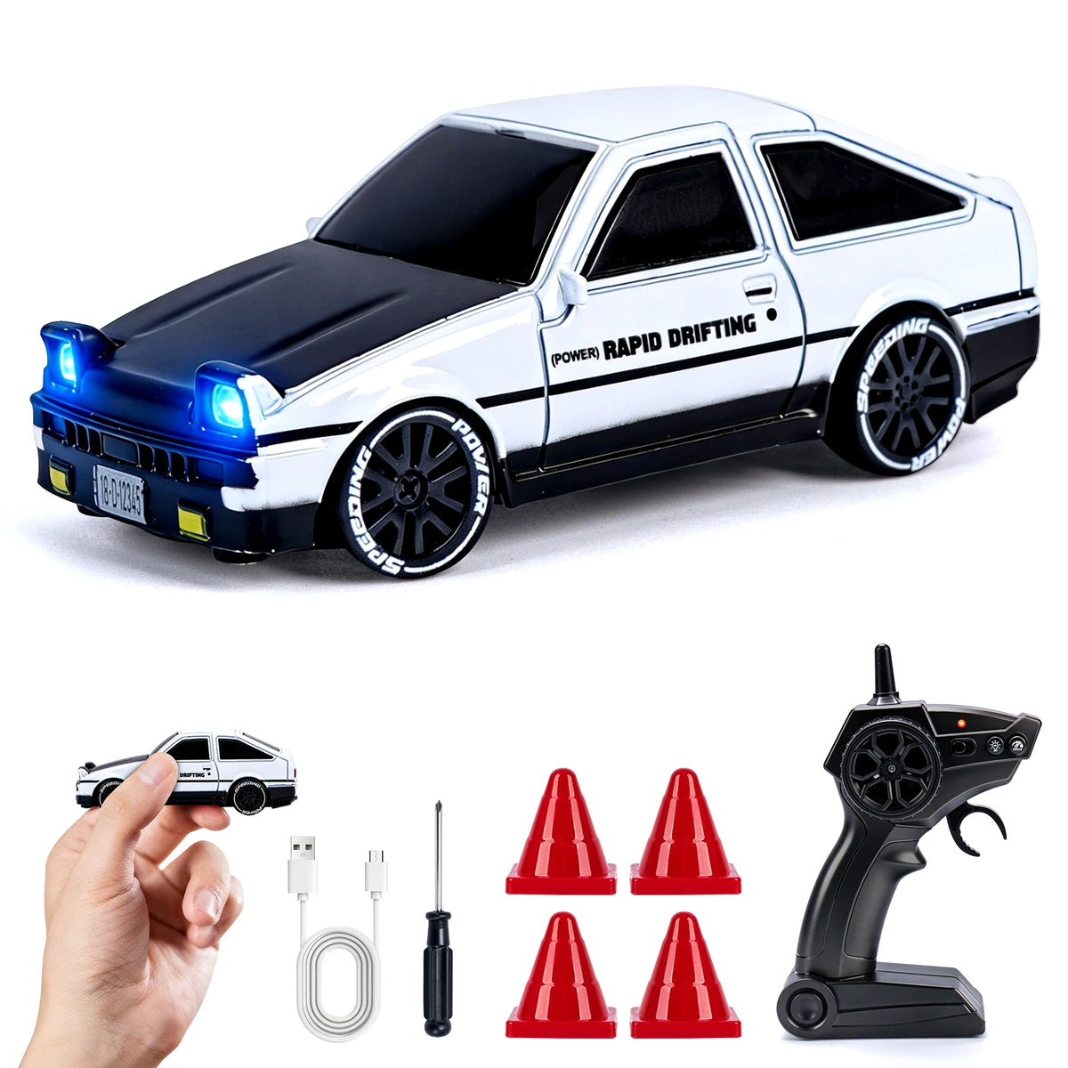 Mini Drifter 1:64 RC drift car – AE86 White