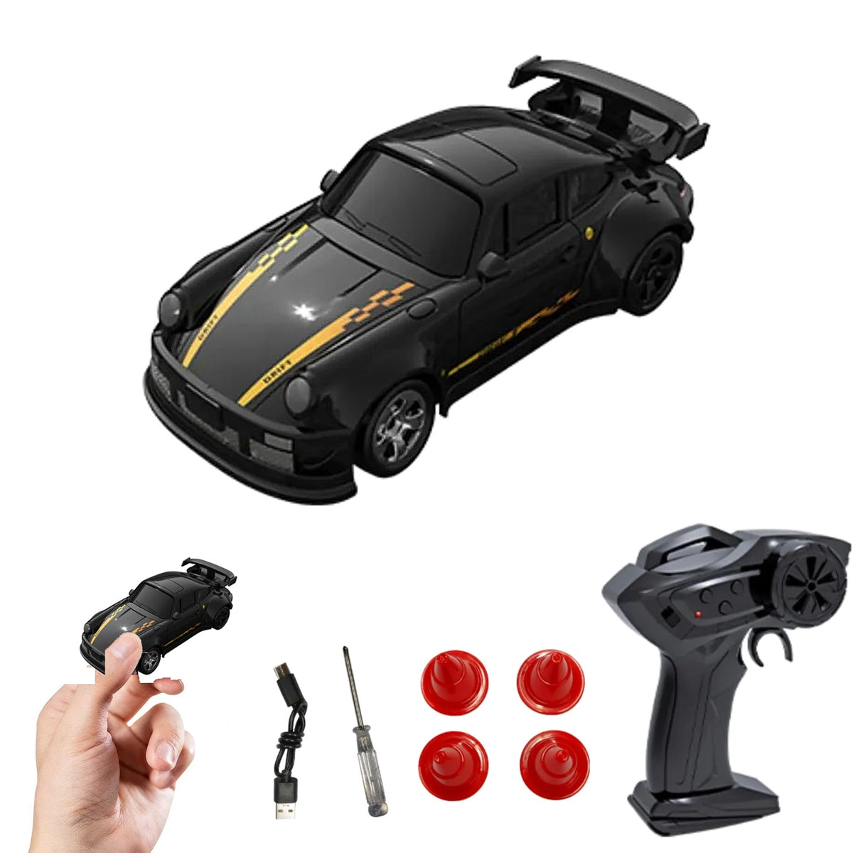 Mini Drifter 1:64 RC drift car – 911 RWB Black